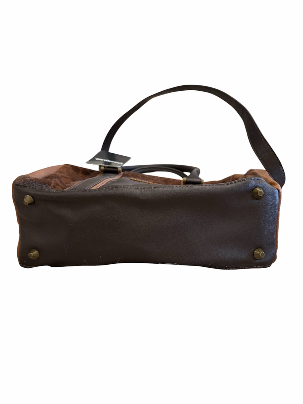 Very rare Desigual Brown & Tan Leather Haircalf Crossbody Satchel - Picture 5 of 8
